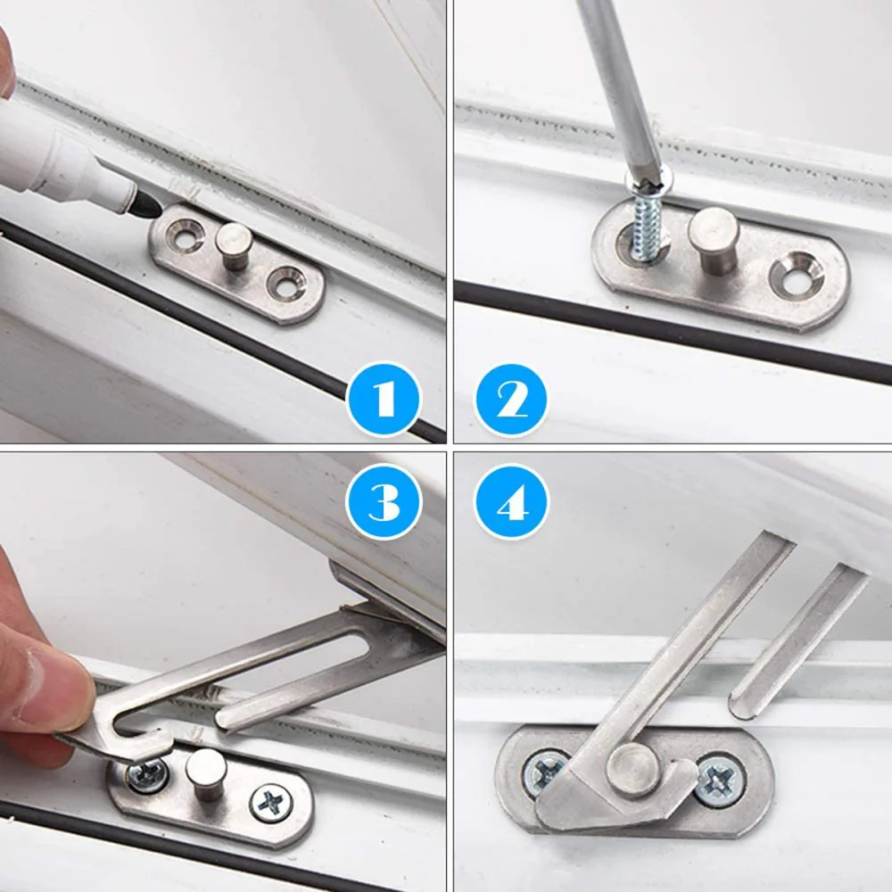 Window Lock Restrictor Lockssliding Stainless Steel Hook Childrenlimiter Child Casement Stay Openingbrace Wind Guards Barn Door