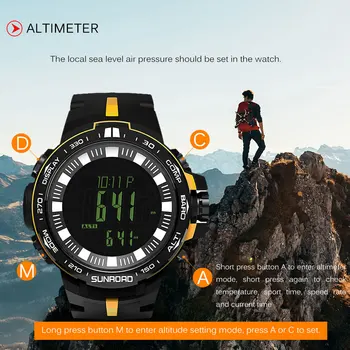

SUNROAD Outdoor Digital Sport Watch Men 5ATM Water Resistant Altimeter Compass Fishing Barometer Watch