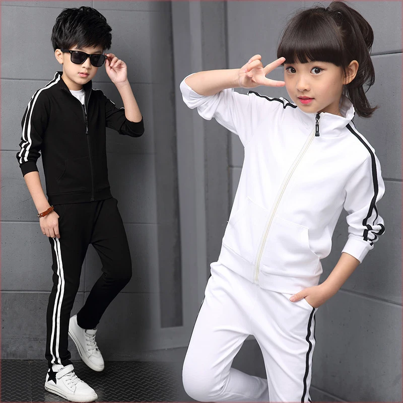 Комплект одежды для мальчиков и девочек, детская однотонная Спортивная одежда на весну и осень, костюмы из 2 предметов, одежда с длинными рукавами для детей 5, 6, 8, 10, 12, 14, 16 лет