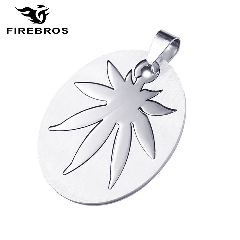Ожерелье унисекс FIREBROS овальная подвеска в виде листа конопли из нержавеющей
