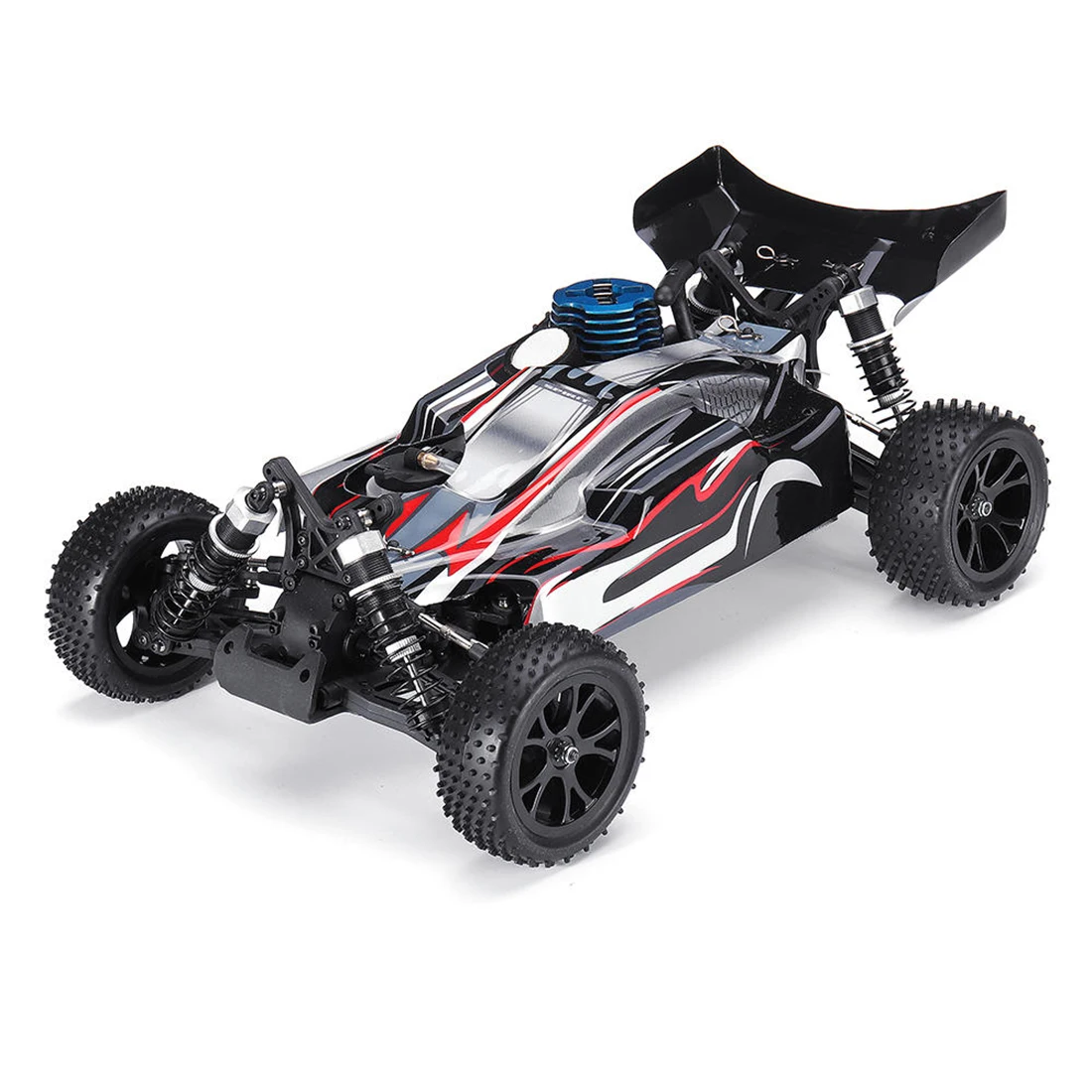 Vrx Rh1006 Scala 1/10 4Wd Nitro Rtr Buggy Fuoristrada Ad Alta Velocità 2.4Ghz Rc Auto Regali Per Bambini (Con Pinza. 18 Motore Metanolo)-Nero Rosso