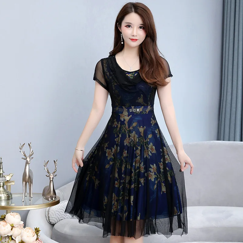 

Fat Mm Early Autumn 2019 New Style WOMEN'S Dress Younger Fashion Loose-Fit Slimming Cover Belly Large GIRL'S Large Size Dress