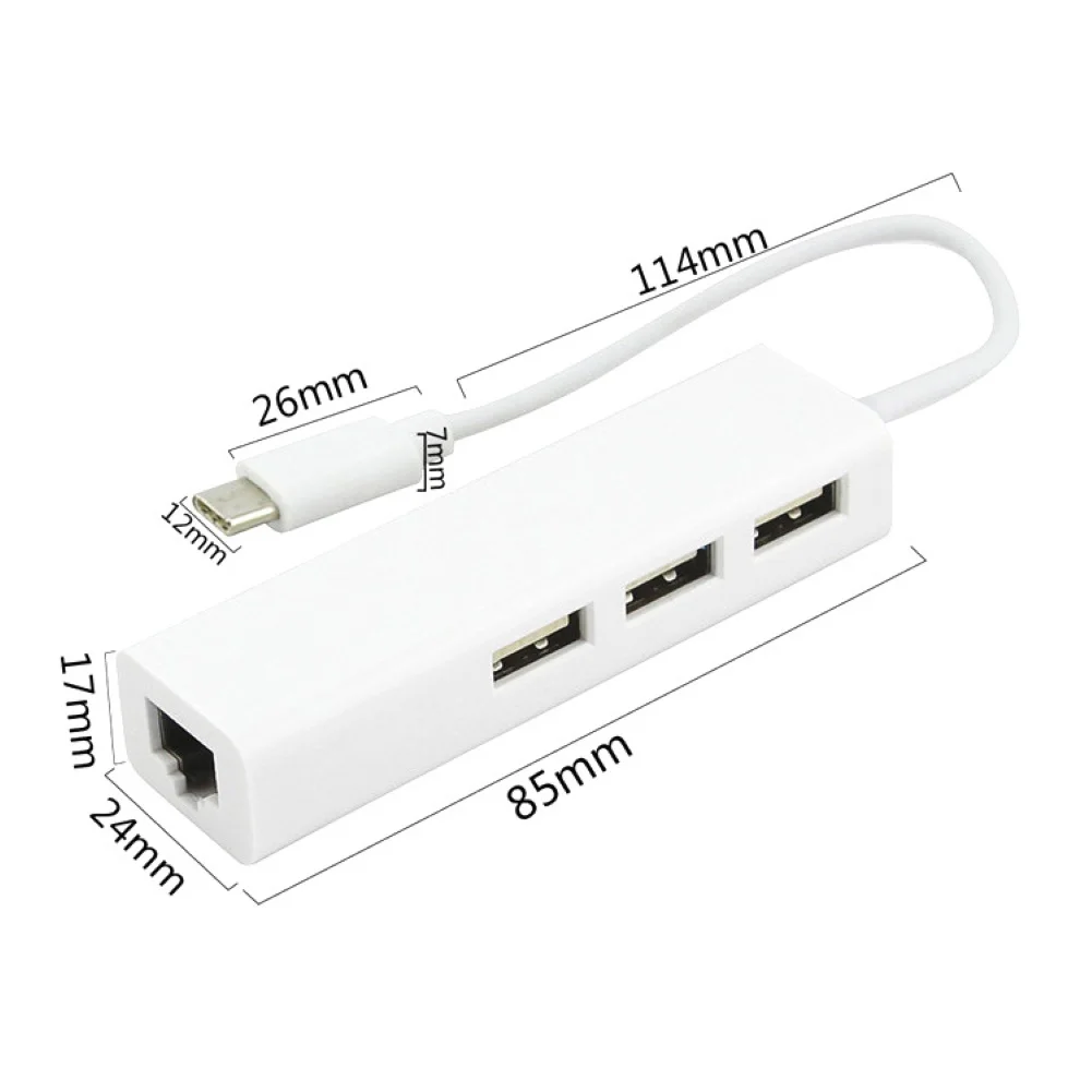 USB C концентратор USB 3,1 type C RJ45 Ethernet адаптер для компьютера MacbookAir type C для использования проводного интернет-кабеля Белый usb сплиттер