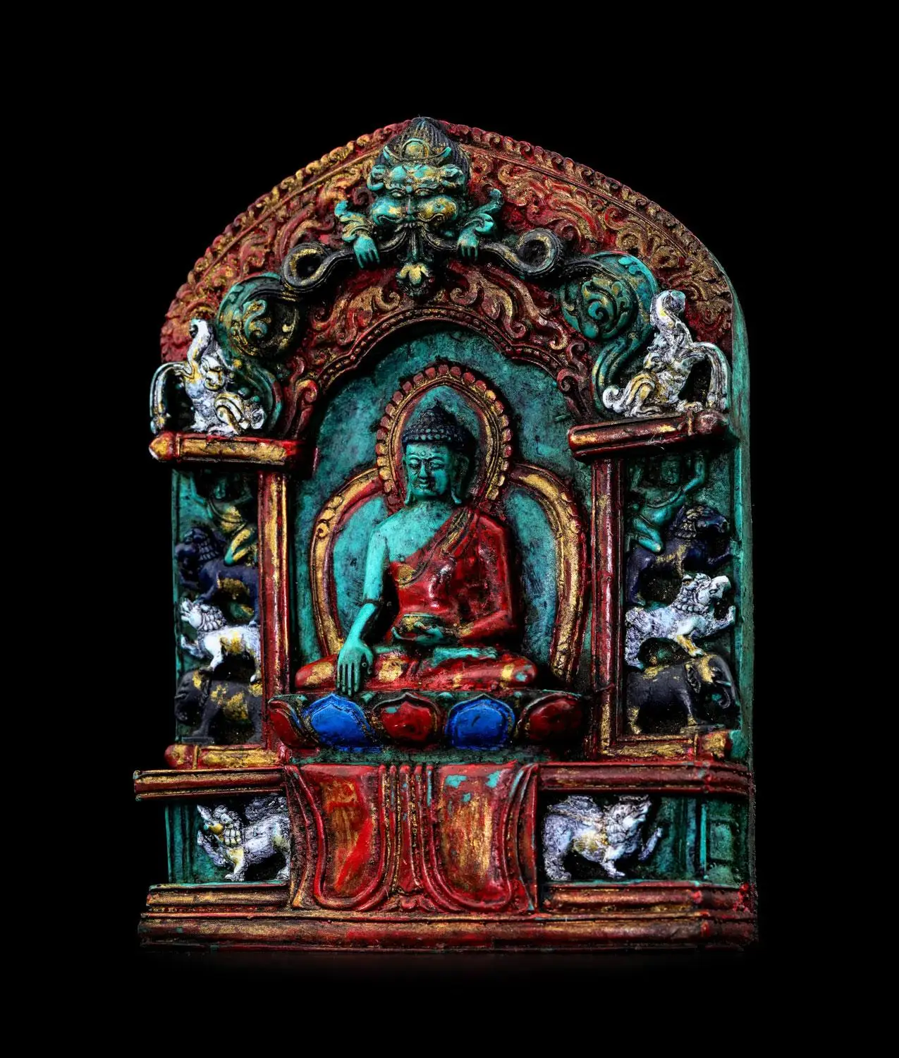 

Sakyamuni Будда, тибетский буддизм, тибетская статуя Будды, живопись порошком сосны под старину