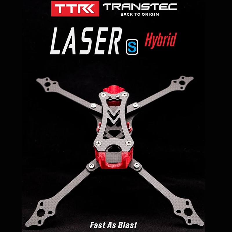 

TRANSTEC LASER S 224mm FPV Quadcopter Frame 6mm Arm 7075 Smooth Coating Carbon Fiber Frame For DALRC 55A 4 in 1 esc 5Inch props