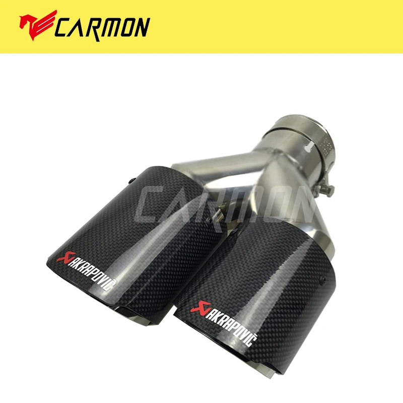 Универсальный Авто Akrapovic двойной выхлопной наконечник прямой край углеродного волокна+ нержавеющая сталь двойной конец трубы для автомобиля аксессуары