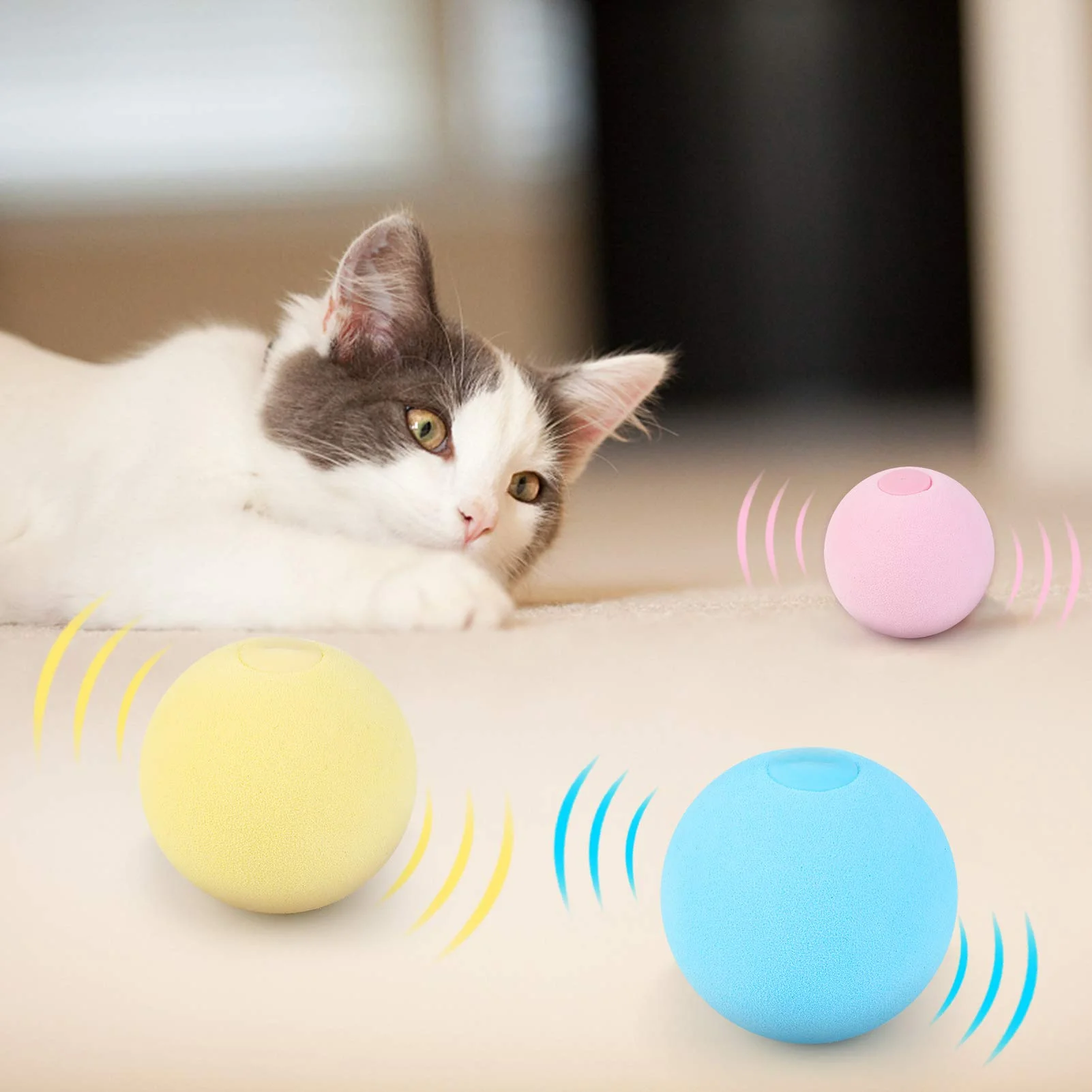 

Smart Cat Toys Interactive Ball Catnip Cat Training Toy Pet Playing Ball Pet Squeaky Supplies Products Toy for Cats Kitten Kitty