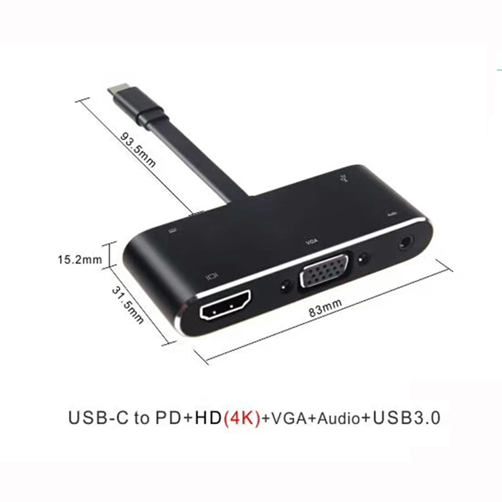 Usb type C концентратор USB-C к HDMI 4K USB3.0 аудио VGA разъем ...
