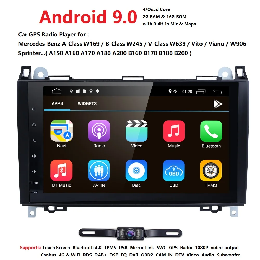  2 Din Auto Radio CarDVD GPS Headunit for Mercedes Benz B200 A B Class W169 W245 Viano Vito W639 Spr