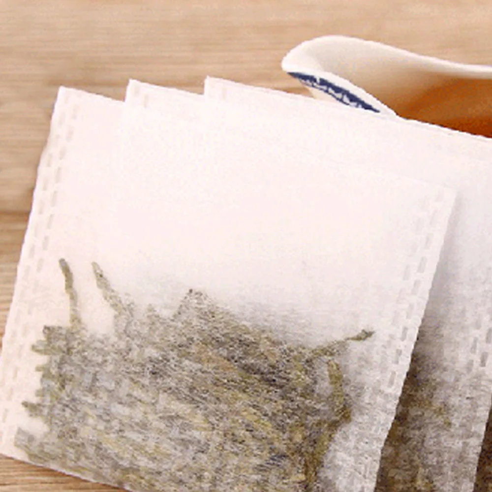 100 шт./лот, чайные пакетики 12*10 см, многоразовые Пустые травяные пакетики для чая и специй, уплотнительный фильтр из кукурузного волокна, мешочки с завязками