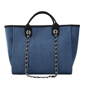 Повседневная Большая вместительная твидовая модная женская сумка из искусственной кожи на осень и зиму, новая женская сумка через плечо с цепочкой модная сумка-торба - Цвет: 916 Blue