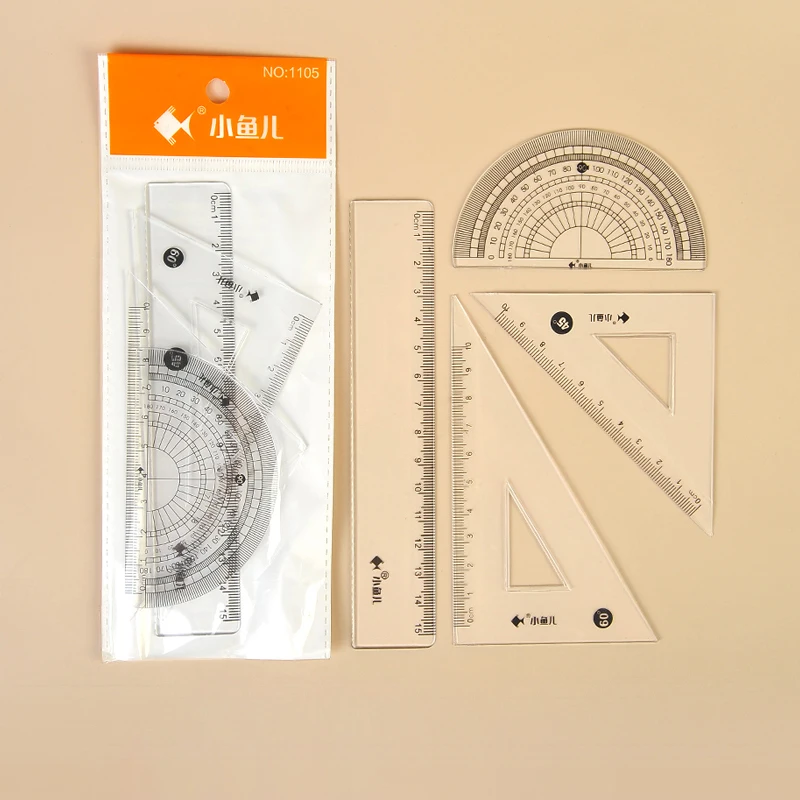 4pcs/set Kawaii Cartoon Straight Triangle Ruler Protractor Drafting Drawing School Office Supplies | Канцтовары для офиса и