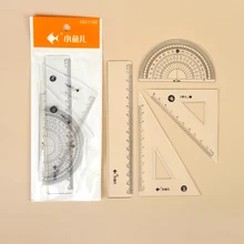 

4pcs/set Kawaii Cartoon Straight Triangle Ruler Protractor Drafting Drawing School Office Supplies Ruler