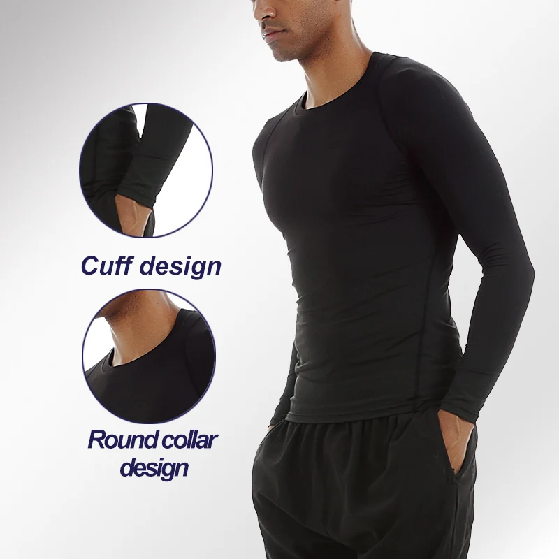 Men's Compression Shirts Basketball Running Compression Training Crewneck Long-Sleeve Workout Shirts