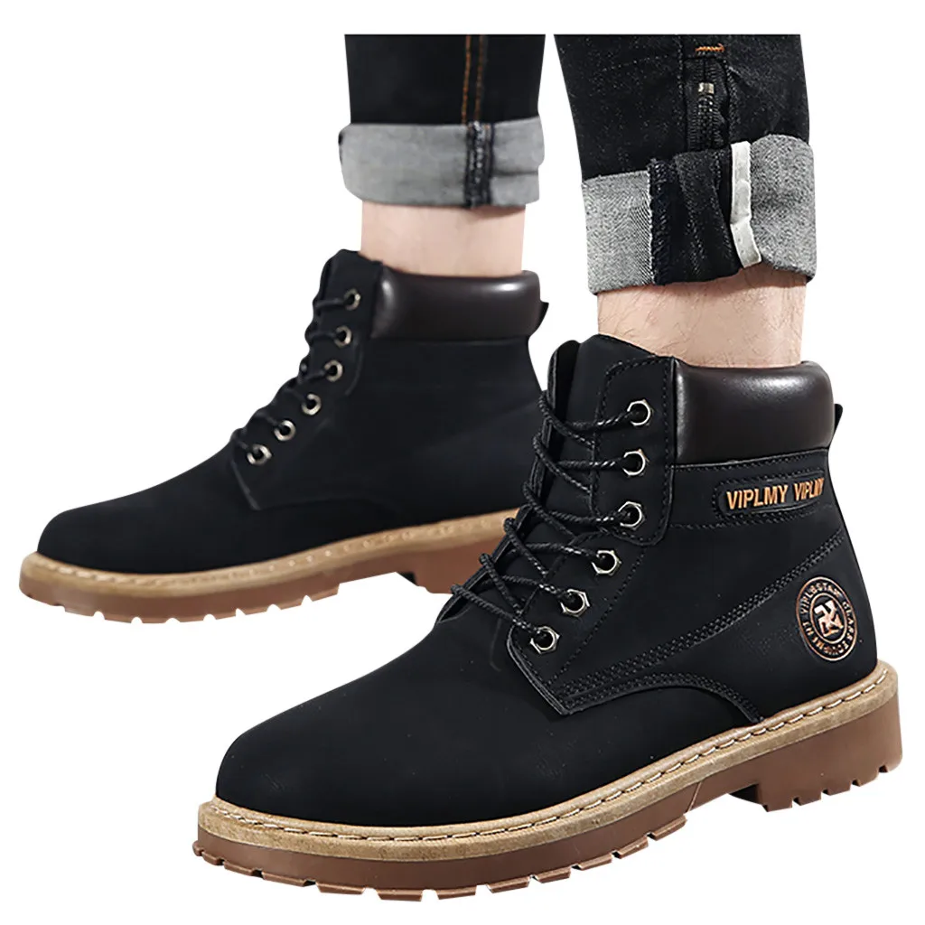 Мужская обувь; Новинка; модные ботинки; zapatos de hombre; Мужская мода; повседневные красивые рабочие кожаные ботинки в стиле ретро; ботинки в байкерском стиле
