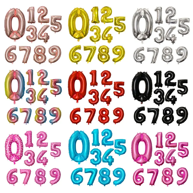 Большие фольгированные воздушные шары 32 дюйма с цифрами для гелия украшения дня