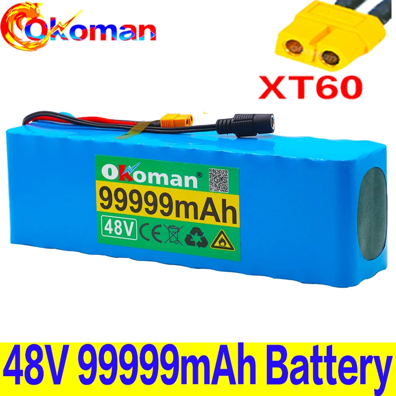 Оригинальный 48v литий-ионный аккумулятор 99.999Ah 1000w 13S3P комплект батарей ионный