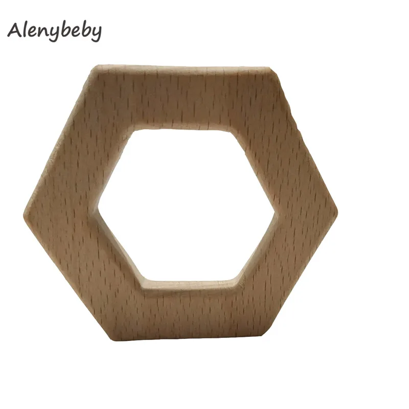 Hexagon 10pcs 10 шт., натуральный органический бук, деревянный Прорезыватель для зубов, в форме животных, слон, игрушки для кормления ребенка, товары для прорезывания зубов, аксессуары и подарки - Цвет: Hexagon 10pcs