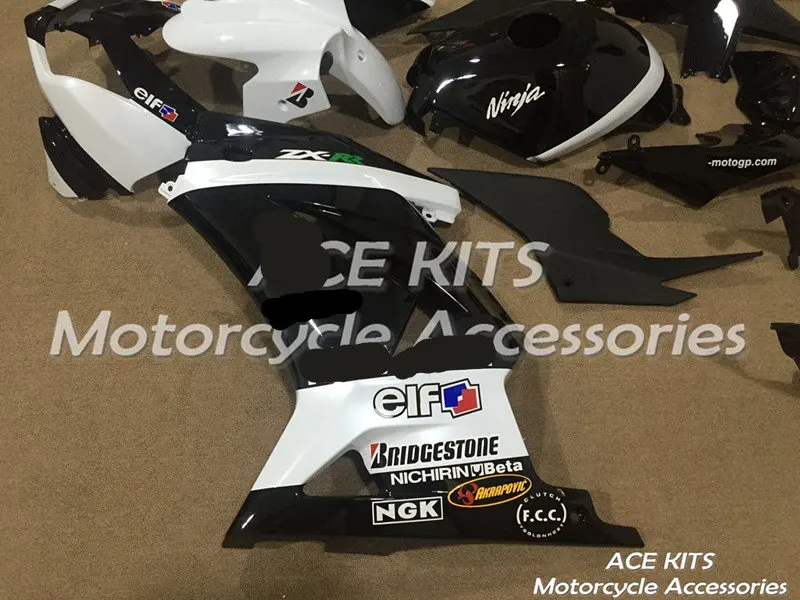 Мотоциклетный обтекатель abs для Kawasaki Ninja250 2008-2012 впрыска Bodywor сенсационная черного и белого цвета+ майка ACE № 877