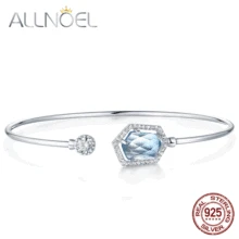 ALLNOEL, натуральный розовый кварц, голубой топаз, драгоценный камень, браслет для женщин, серебро пробы, 925 Золото, хорошее ювелирное изделие, свадебный подарок