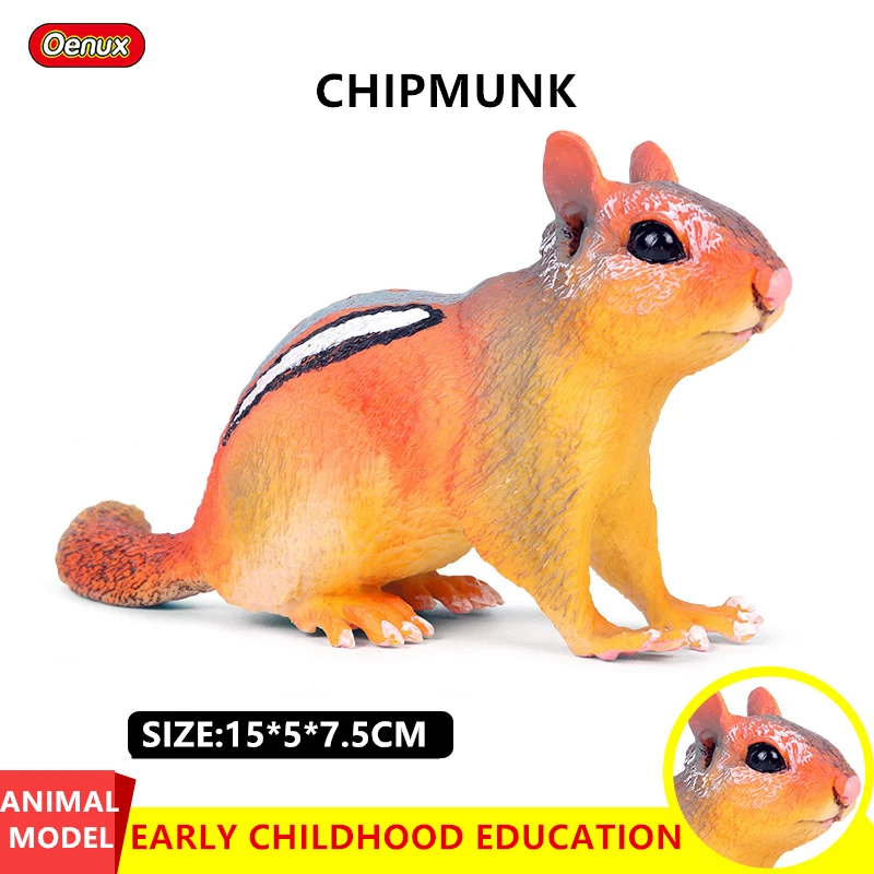 Children's Simulation solid animal world model toy golden chipmunk chipmunk spotted squirrel Collecting gifts Toy model