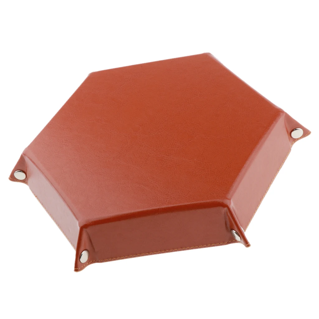 Dice Holder PU Leather Folding Hexagon Tray for RPG, DND and Other Table Games