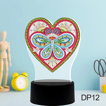 

Love Heart Night Light DIY Diamond Painting LED Light Embroidery Night Lamp Home Decorations For Kid/Baby/Children Bedroom Beds
