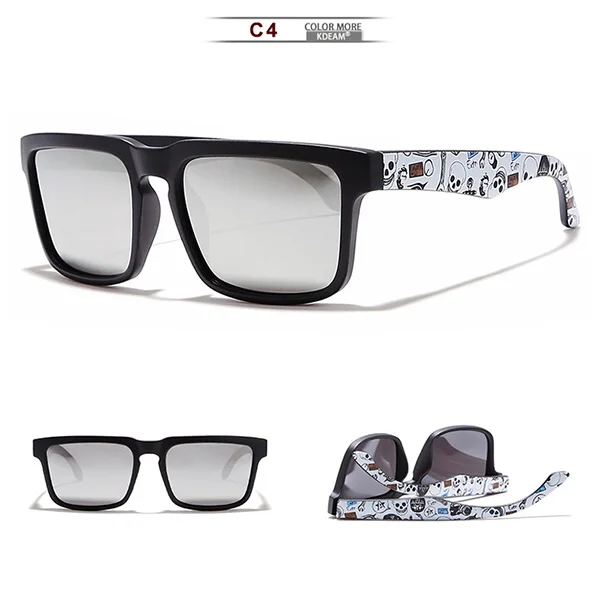 Поляризационные солнцезащитные очки в оправе с граффити, мужские KDEAM, фирменный дизайн, спортивный стиль, солнцезащитные очки Glasseas, спортивные очки для путешествий, UV400 - Цвет линз: C4