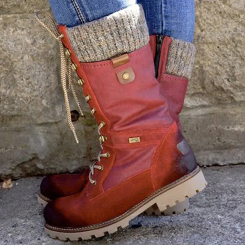 Зимние женские носки; зимние сапоги из искусственной замши; облегающие сапоги до середины икры с круглым носком; на платформе; на молнии; Байкерская обувь на толстом каблуке; женская обувь; Botas Mujer