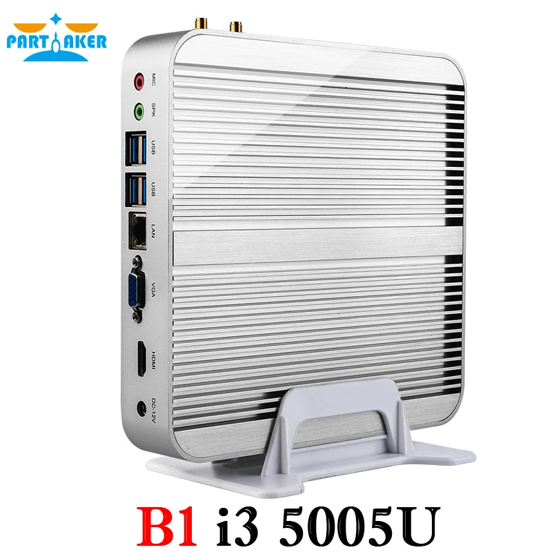 Pаспродажа Причастником B1 Мини ПК Intel Core i3 5005U офисный компьютер 4K 300M WiFi HDMI VGA 6 * USB Gigabit Ethernet Windows 10 Linux HTPC