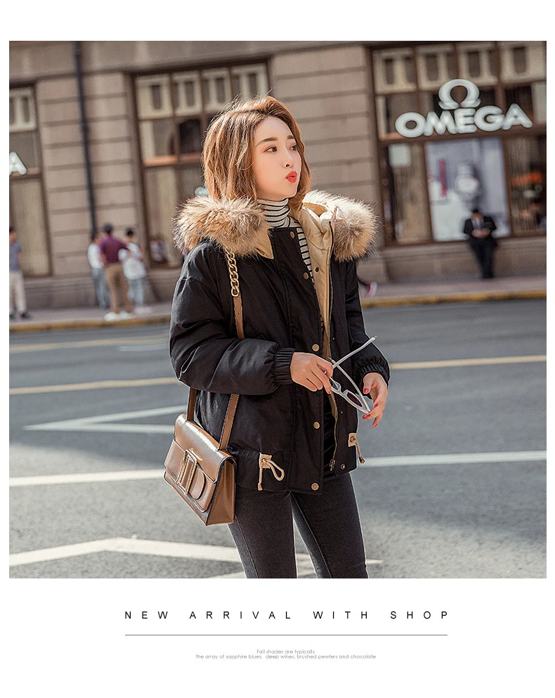Winter Long Sleeve Thick Short Straight-Cut Pocket Embroidery Cotton-padded Clothes/Cotton Coat Lettered Hooded Zipper