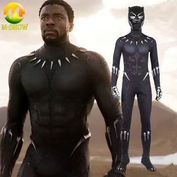 

Black Panther Cosplay Costume Jumpsuit Halloween Zentai Costume for Adult Men Tights Clothes Custom Made