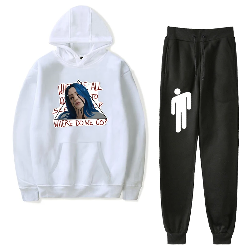 Billie Eilish наборы для детской одежды из бархата, 2 шт./компл. спортивный костюм зимние толстовки с капюшоном Штаны Толстовка по доступной цене, повседневная одежда для подростков Ropa Hombre