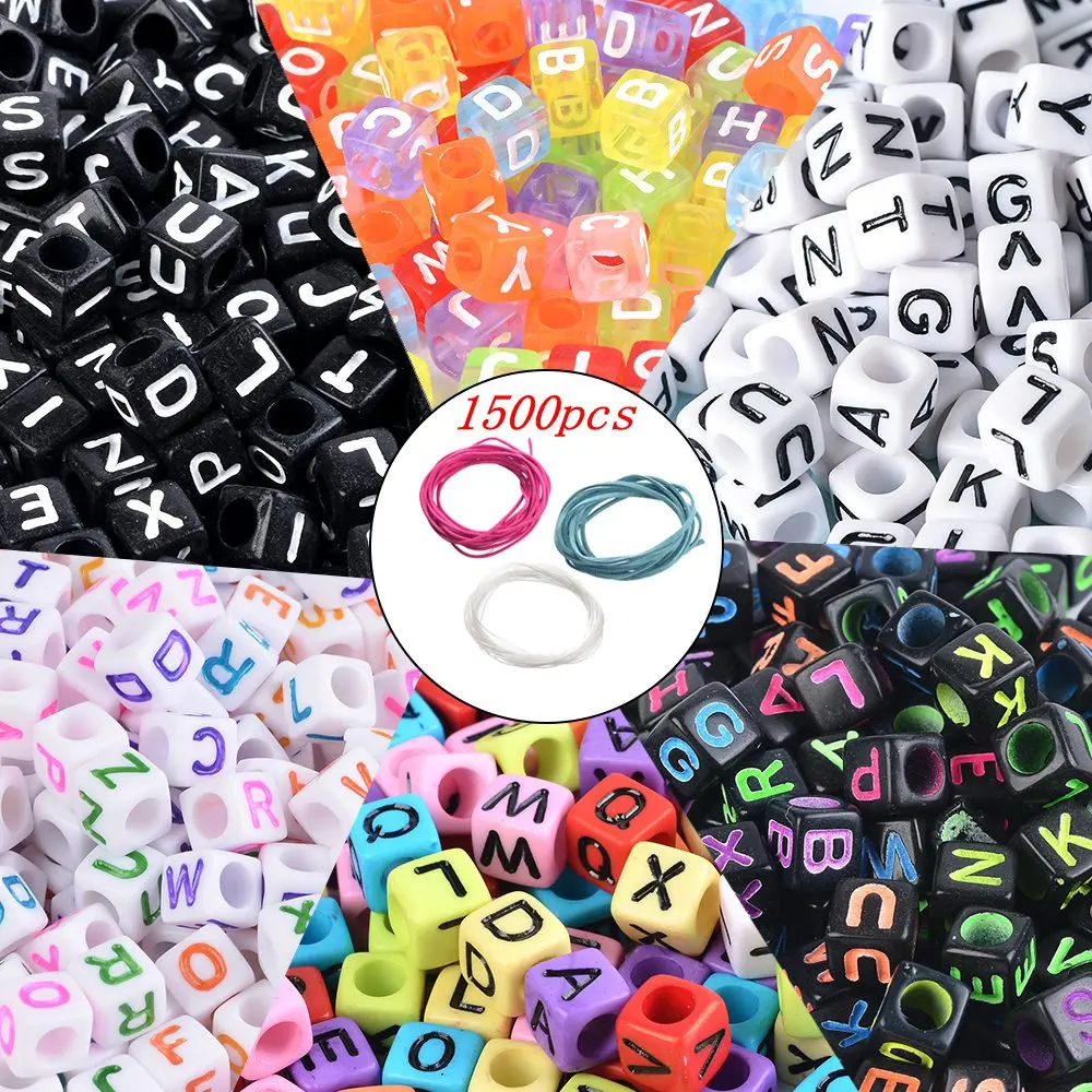1500pcs 1850 шт акриловые бусины с буквами и цифрами круглые отдельные бусины с буквами алфавита для изготовления браслетов своими руками - Цвет: 1500pcs