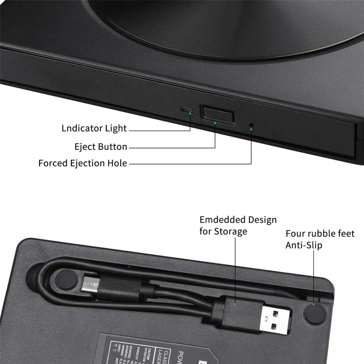 USB 3,0 type-C высокоскоростной внешний CD/DVD привод горелки полированный для Mac/Windows 10/ноутбук/ПК оптический привод плеер писатель