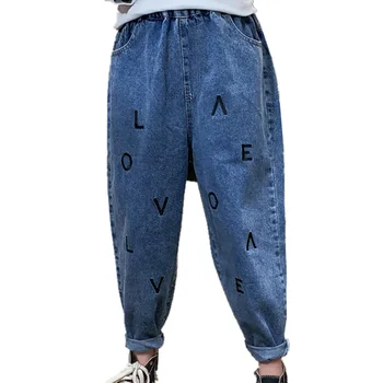 

Girls Jeans Letter Print For Girls Elastic Waist Kids Pencil Pants Spring Autumn Casual Jeans Clothes For Girls 6 8 10 12 13Year