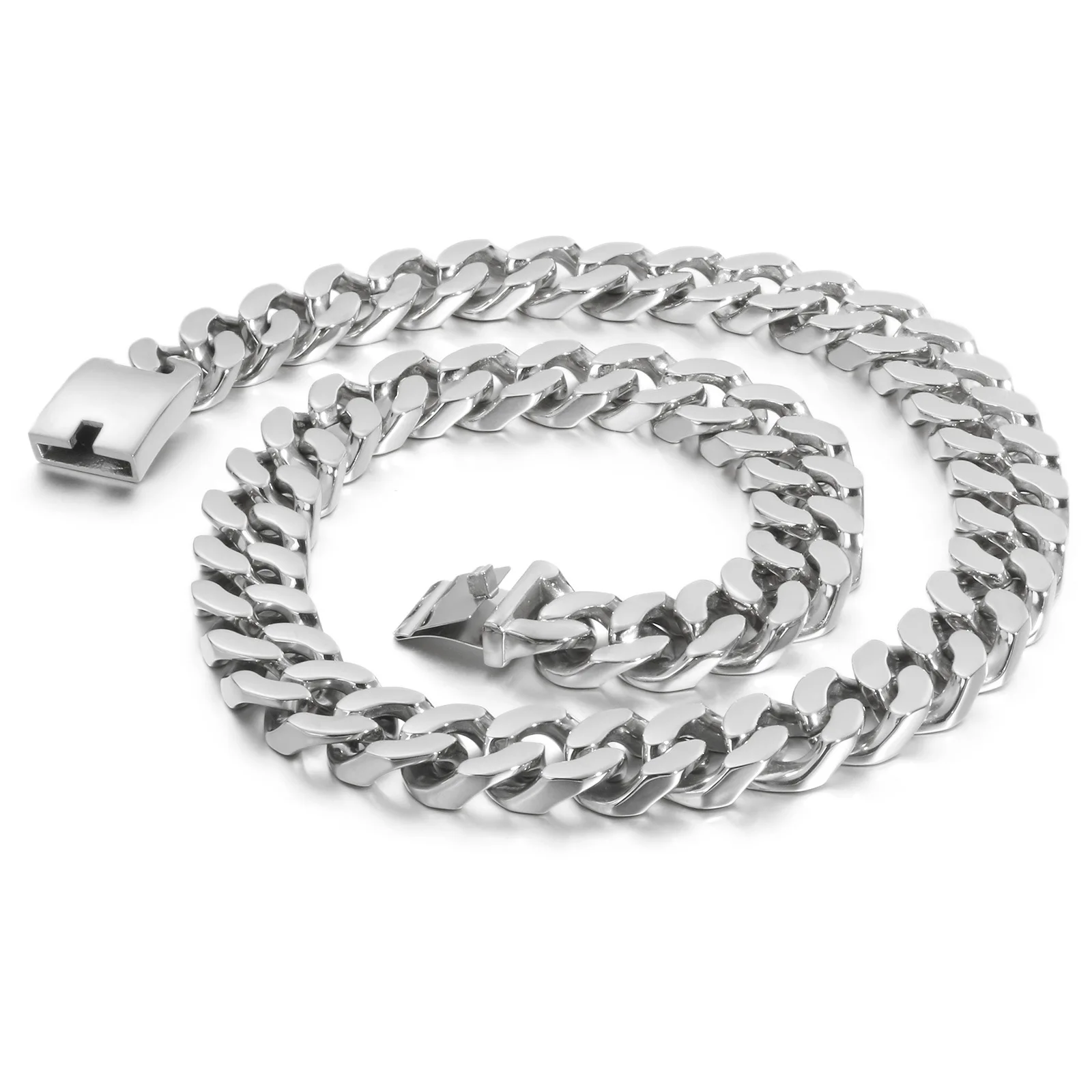 Негабаритных в Кубинском стиле titanium стали золотое ожерелье для мужчин в стиле хип-хоп, хип-хоп, Кубинский цепи - Окраска металла: Посеребренный