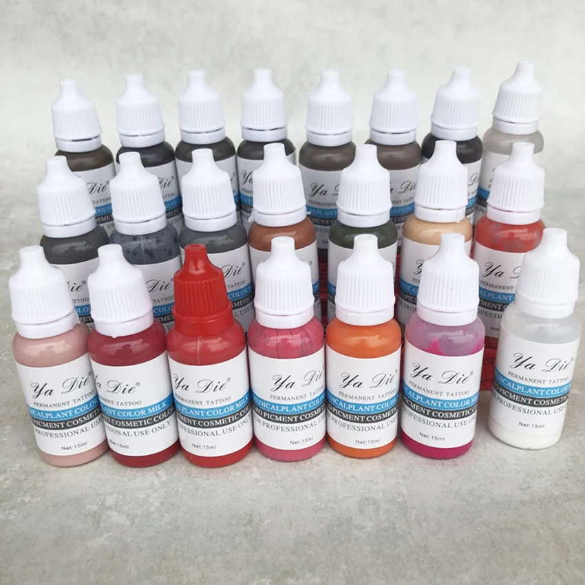 High Quality Tattoo Ink Colors Set 15ml/Bottle Tattoo Inks Pigment Kit for 3D Makeup Beauty Skin Body Paint Art