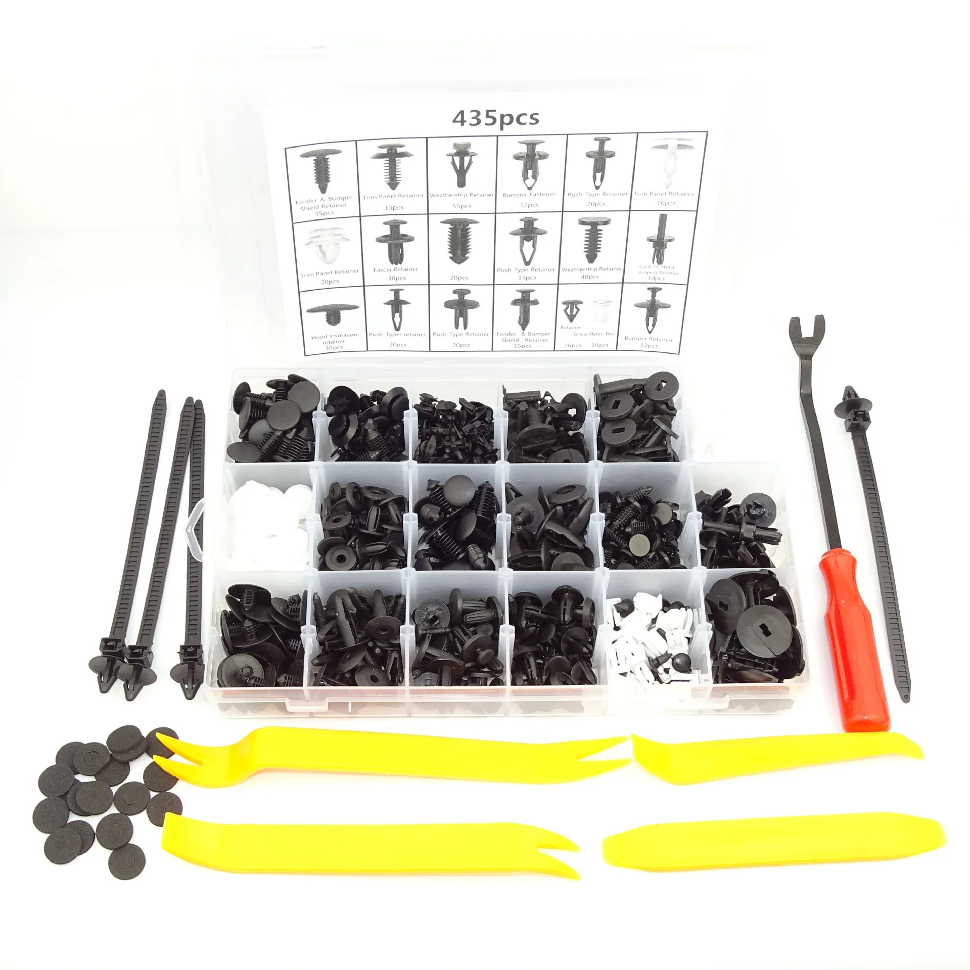 

435 PCS/Set Car Body Interior Fender Bumper Retainers Fasteners Clips Plastic Rivets Trim Assortment Kit Screws Panel Fastener