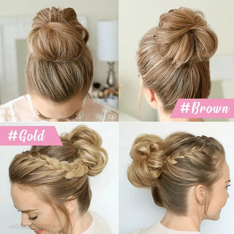 

Drop Shipping Stylish Hair Scrunchies Synthetic Hair Chignons Extensions Hair Ribbon Ponytail Hair Bundles Hair Buns