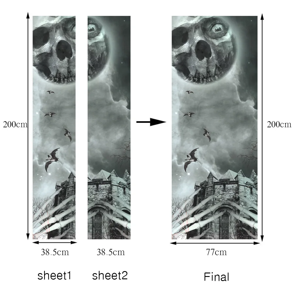 Dropship Halloween Castle Creative 3d Door Sticker Personality Home Decoration Wall Sticker Refurbished Wall Stickers