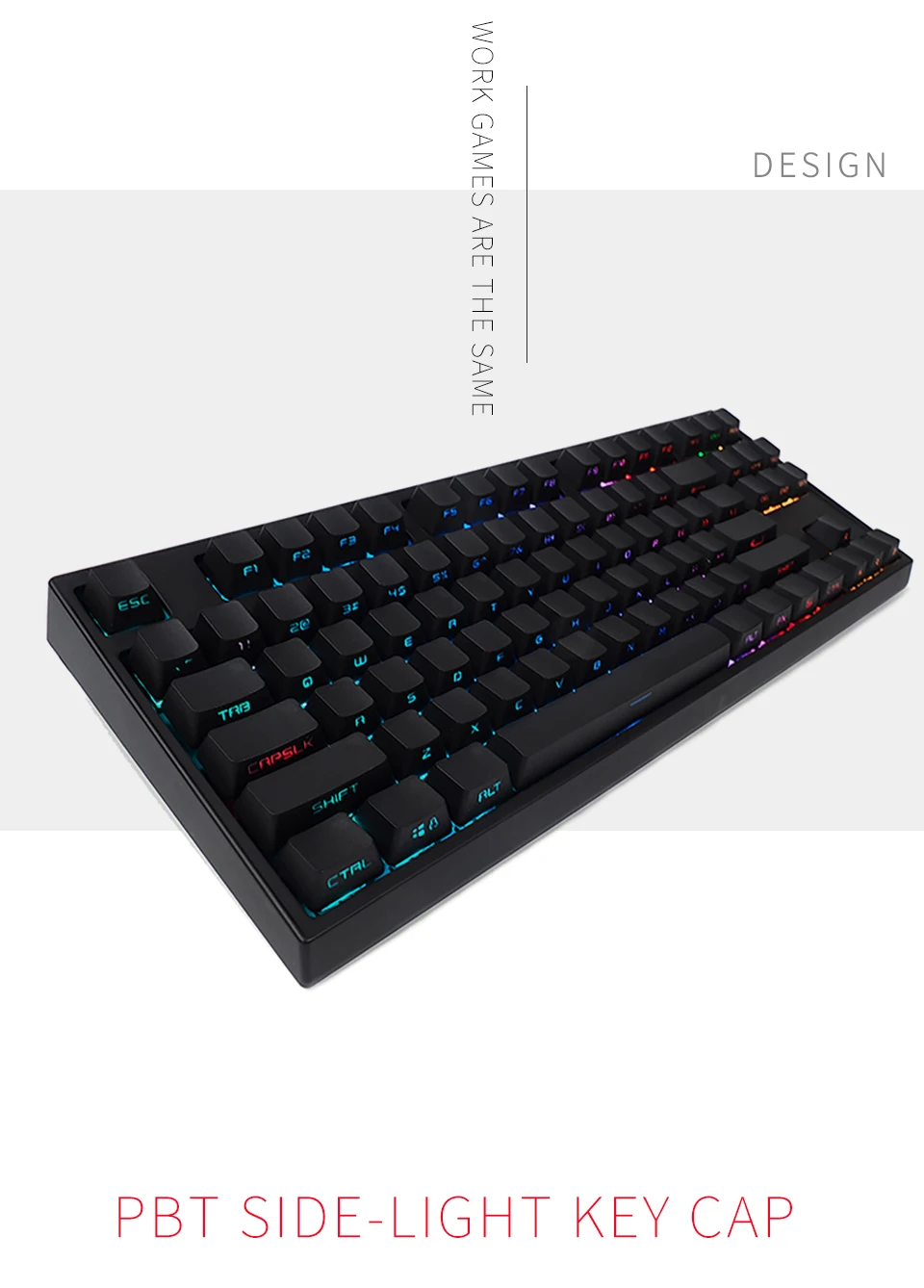 Keycool 87RGB механическая клавиатура PBT боковой люминесцентный ключ шляпа Gateron переключатель настольная игровая клавиатура