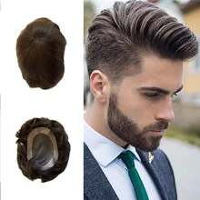 BYMC Для Мужчин's накладки из искусственных волос швейцарское кружево и искусственная системы замещения волос ручной работы парик из натуральных человеческих волос 6 дюймов индийские человеческие волосы для Для мужчин