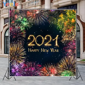 

Yeele Happy New Year Night Colorful Firework Light Spot Background Photophone Photo Studio Photography for Decor Customized Size