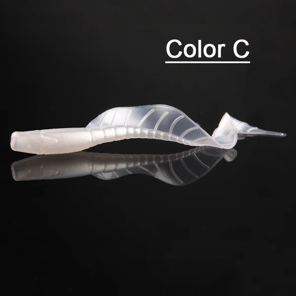 color c 10 шт./упак. 65 мм 1,7 г Гибкая мягкая рыбальская приманка-личинка с длинным хвостом искусственный червь крючок для рыбной ловли 7 цветов рыболовные приманки - Color: color c