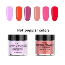 RWTT окунания порошки для ногтей Базовое покрытие градиентный французский лак Натуральный Цвет голографический блеск Лечение ногтей украшения