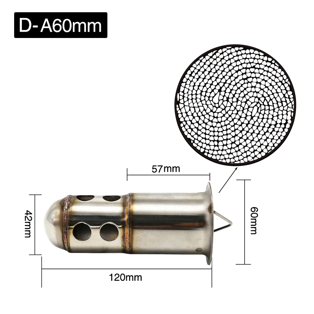 Alconstar-50,8 мм/60 мм мотоцикл выхлопной глушитель выхлопной трубы вставка Catalyst дБ убийца Шум Элиминатор трубы труба глушителя для Honda KTM - Цвет: D-A60