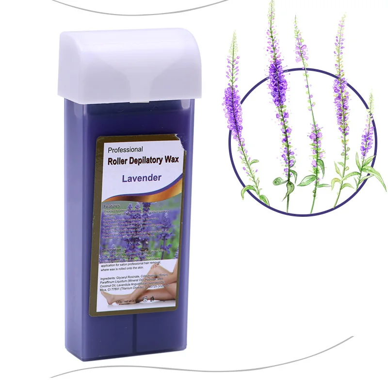 Lavender 100 г картридж для воска, для удаления волос, нагреватель для депиляции, нагреватель для воска, рулон воска для всех типов кожи - Цвет: Lavender