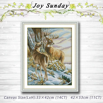 

Deer animal scenery decor painting dmc 14CT 11CT counted cross stitch kits embroidery set Needlework Set chinese cross stitch