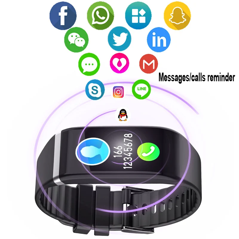  Smart Band Blood Pressure 1.14'' Screen Fitness Tracker Watch Heart Rate Fitness Bracelet Waterproo - 4000050260408